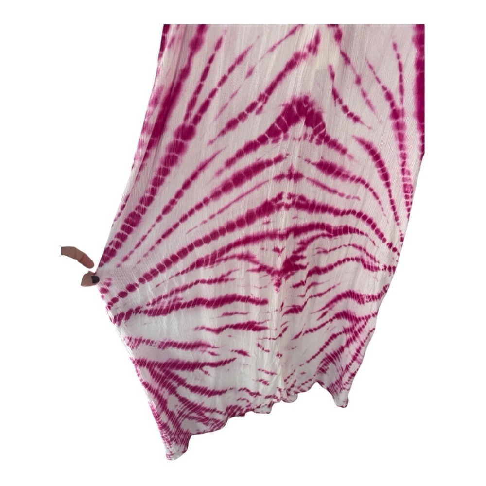 Raviya Tie - Dye Maxi Magenta White Gauze Criss Cross Back Flowy Cover Up Dress - Picture 7 of 12